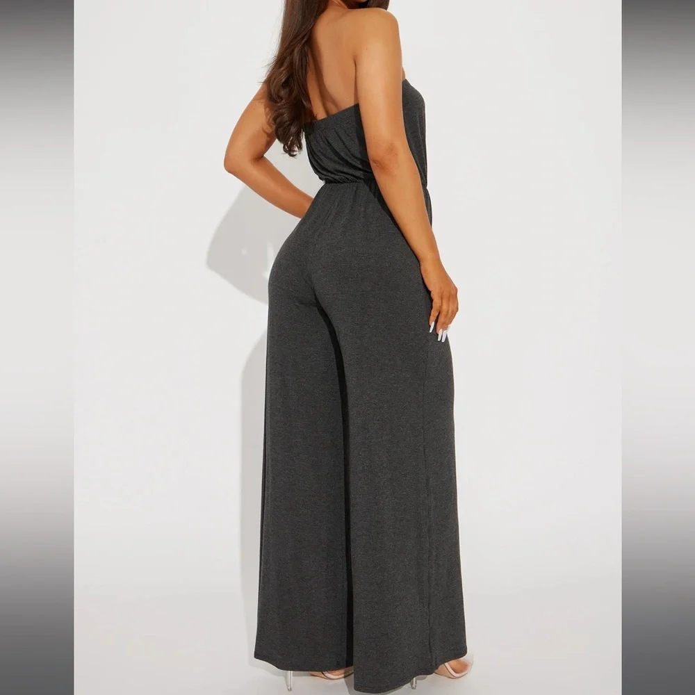 Fashion Nova Charcoal Jumpsuit Sz M - Picture 2 of 3